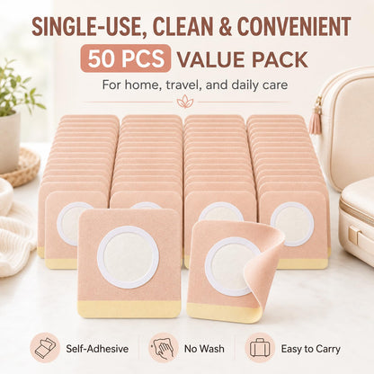 Prgislew 50Pcs Castor Oil Patches, Organic Cotton Castor Oil Pack Wrap Disposable Self-Adhesive Belly Button Patch Cover for Castor Oil, Mess-Free Anti Leakage No Wash Castor Oil Packs for Stomach