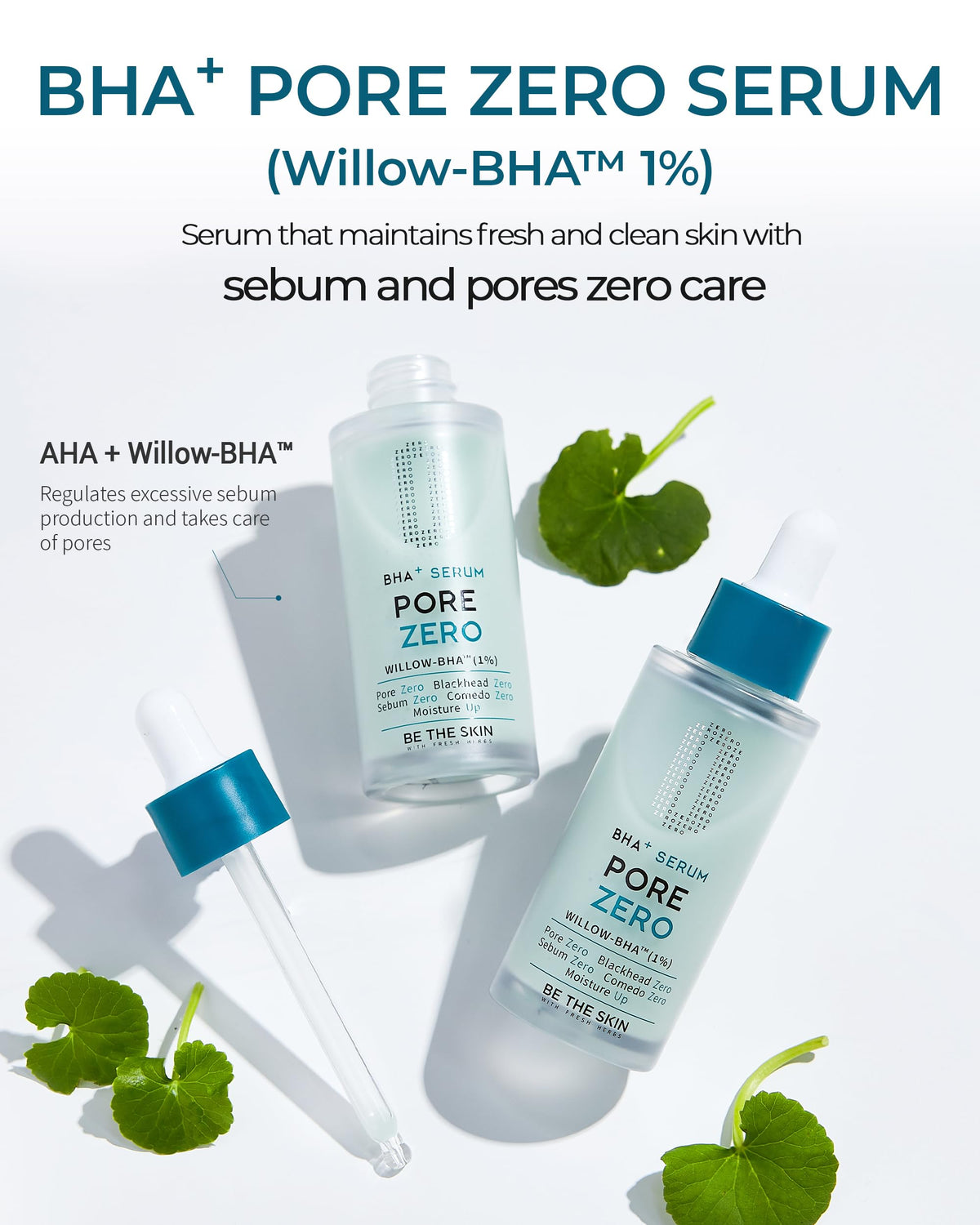BE THE SKIN Pore Zero BHA Serum for Blackheads, AHA + Cica, 1.01 fl oz