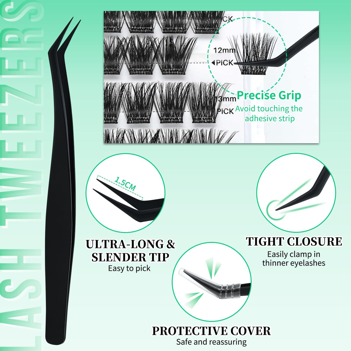LASHSUN Self Adhesive Wispy Lash Clusters Kit, Mixed Length 8mm-16mm156pcs