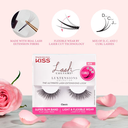 Kiss Lash Couture Luxtensions Collection False Eyelashes Multipack, 'Volume Full Set', 14 mm, Super Slim Band, Light & Flexible Wear, Flat Lash & Laser Cut Technology, Includes 4 Pairs of Strip Lashes