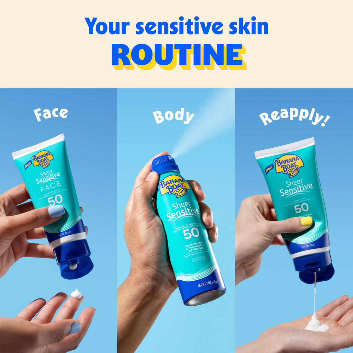 Banana Boat Sheer Sensitive Sunscreen Spray SPF 50, 6 Oz