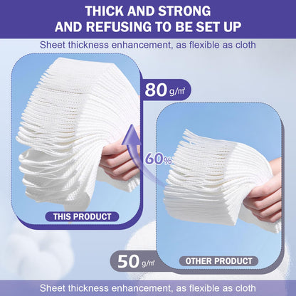Face Towels, Disposable Face Towelette, Makeup Remover Dry Wipes 100 Count(2 Box), Soft Cotton Dry Wipes Facial Cloths Towelettes for Washing and Drying, Facial Tissue for Cleansing, Skincare