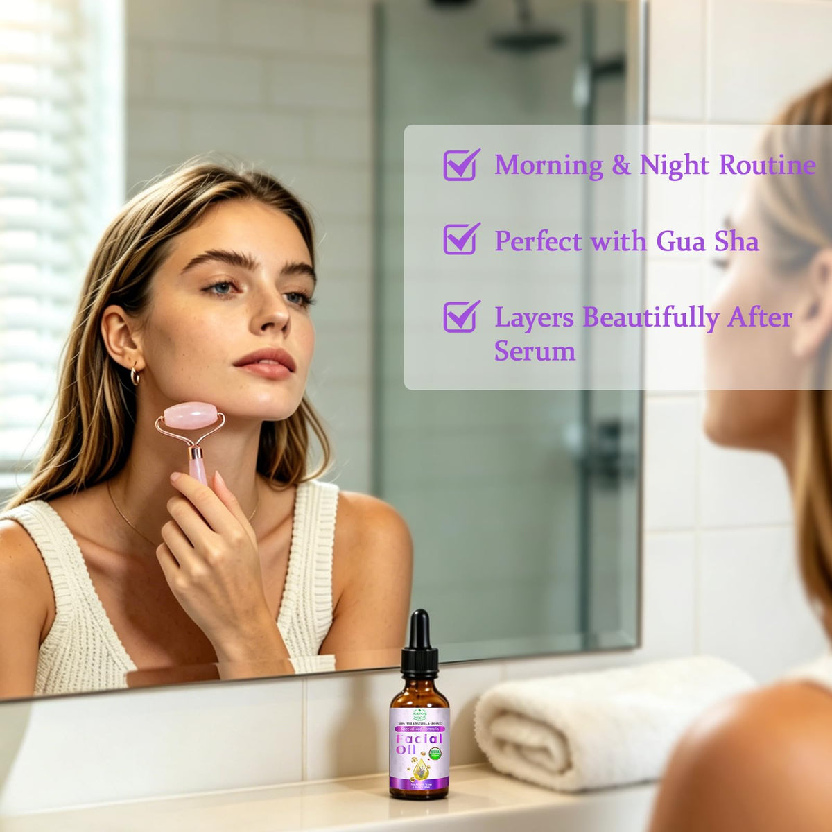 MMPANG Organic Glow Face Oil with Rosehip Oil, Facial Oil for Dry Skin