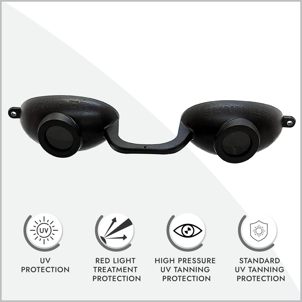 Super Sunnies FDA Compliant Flex UV Red Light Tanning Bed Goggles - Black