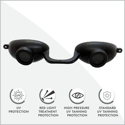 Super Sunnies FDA Compliant Flex UV Red Light Tanning Bed Goggles - Black