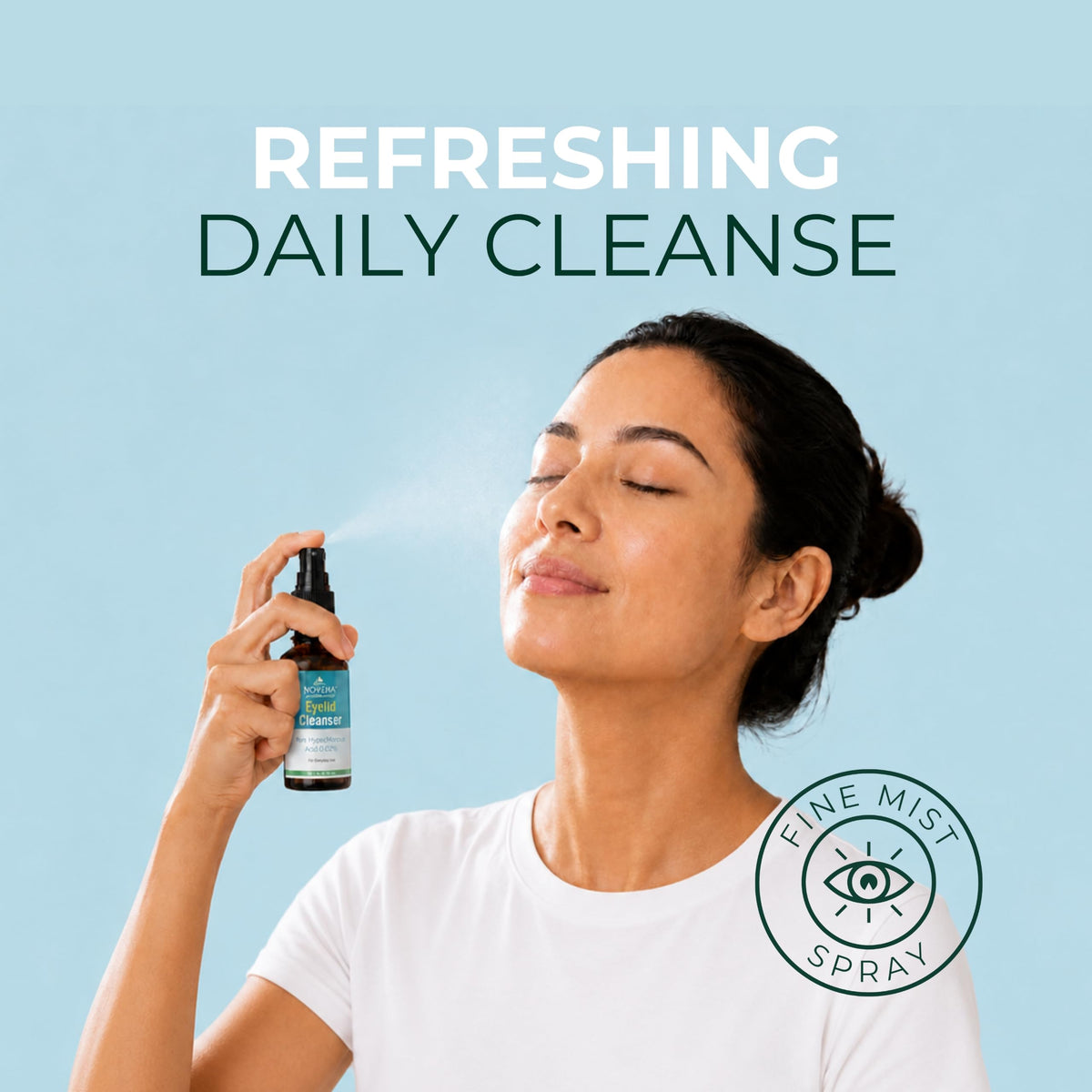 NOVEHA Eyelid Cleanser | Stye Eye Treatment | Eye Lid Cleaning | Dry Relief | Fast Acting Soothing Eyelid Cleansing Formula | Pure and Gentle Lash Hypochlorous Acid Spray (4oz - 1 Pack)