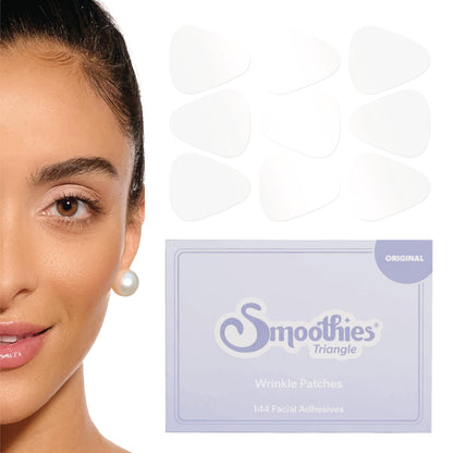 Smoothies Triangle Wrinkle Patches for Face Overnight - Facial Patches for Elevens, Crows Feet and more, 144 Facial Adhesives per Box - Face Tape, Made in the USA