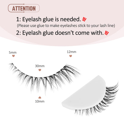 Onlyall Short Natural Eyelashes Natural Fake Lashes Clear Band Lashes False Eyelashes Wispy Lashes Natural Eyelashes 12mm Lashes H24