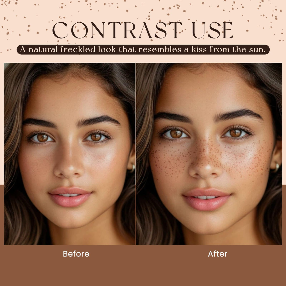 HOSAILY 2 in 1 Dual Ended Dark Brown Freckle Stamp&Freckle Pen, Waterproof Quick Dry Soft Dot Faux Freckles, Natural Lifelike Long Lasting Fake Freckle Marker Pencil Face Decoration Sunkissed Makeup