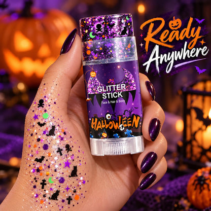 Halloween Face Body and Hair Glitter Stick, Black Purple Body Glitter Gel