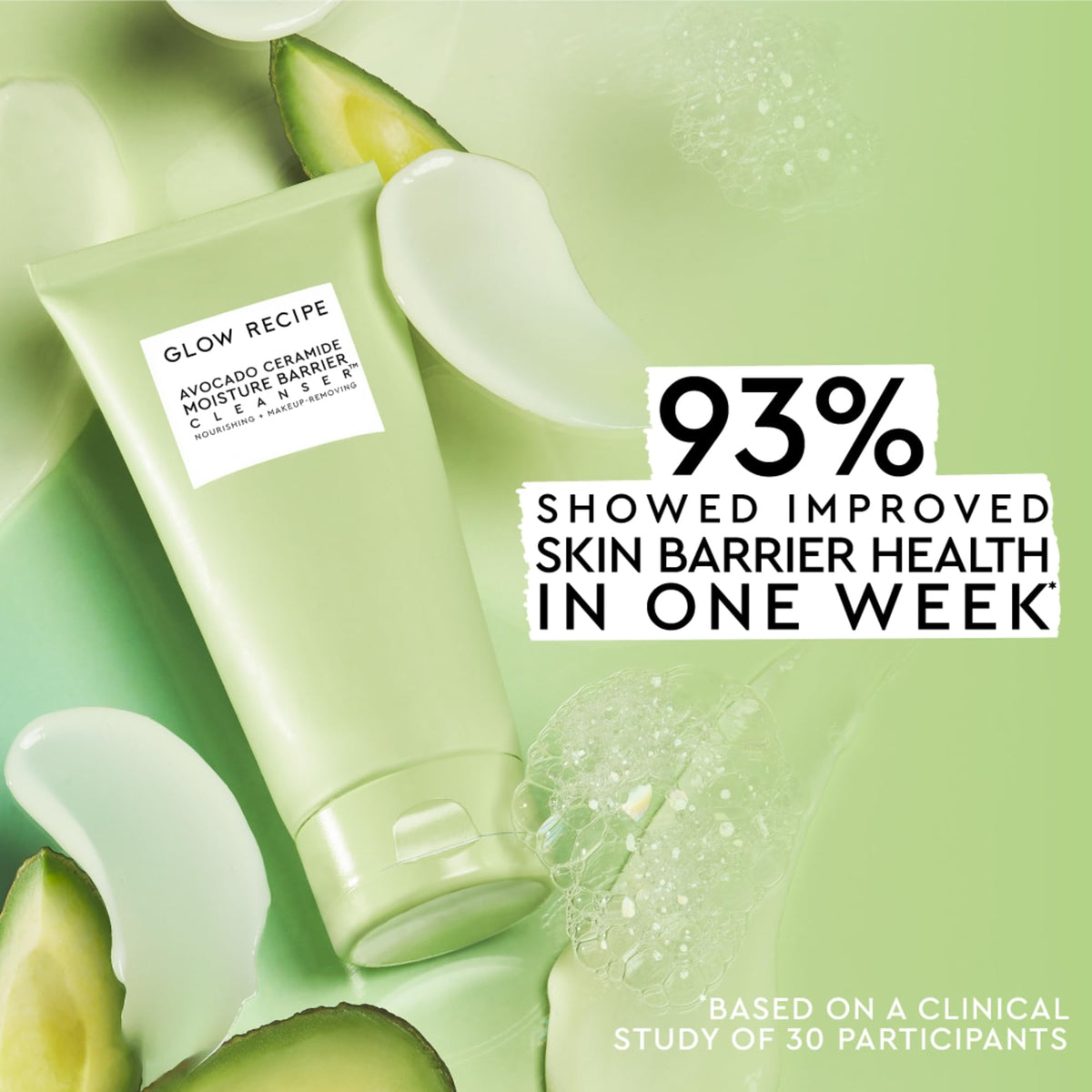 Glow Recipe Avocado Ceramide Facial Cleanser, Korean Double Cleanse Second Step, Hydrating Gel-to-Foam Face Wash for Dry Skin, Barrier Support, Hyaluronic Acid + Colloidal Oatmeal (150ml)