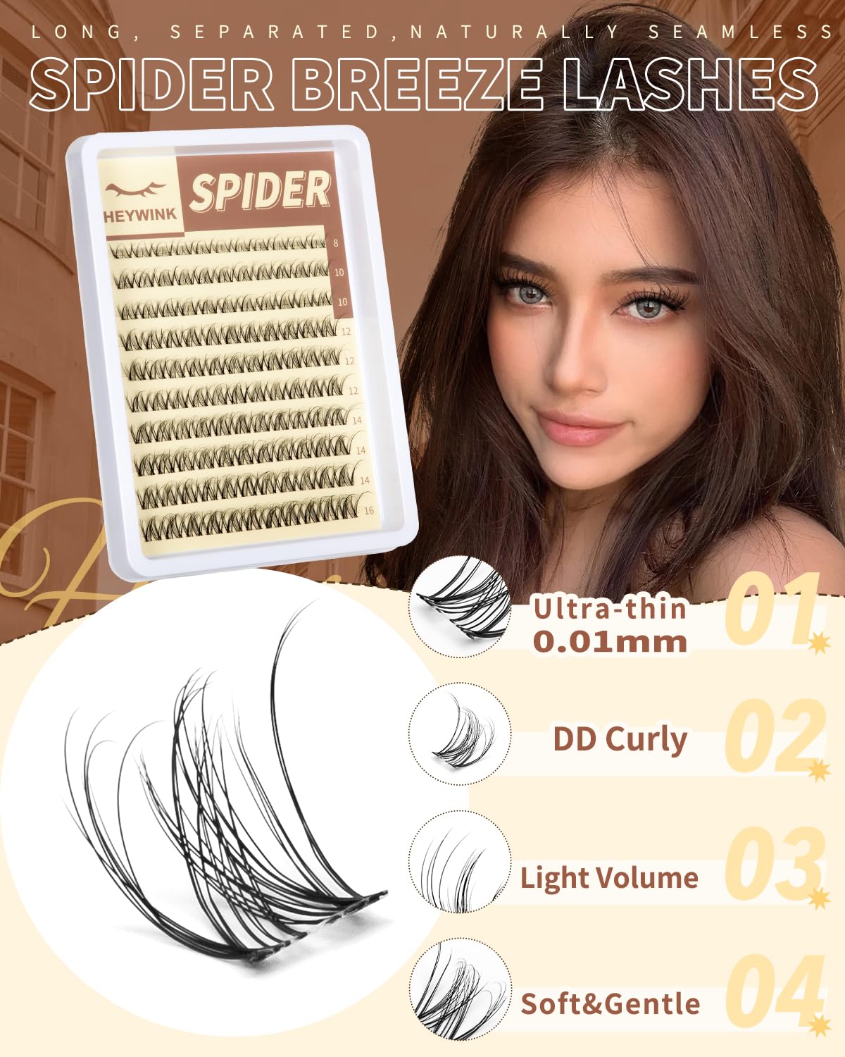 HEYWINK Spider Breeze Lash Clusters Kit Natural Eyelash Clusters 8-16mm