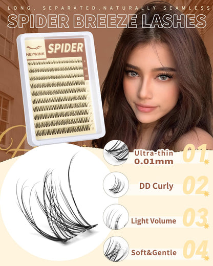 HEYWINK Spider Breeze Lash Clusters Kit Natural Eyelash Clusters 8-16mm