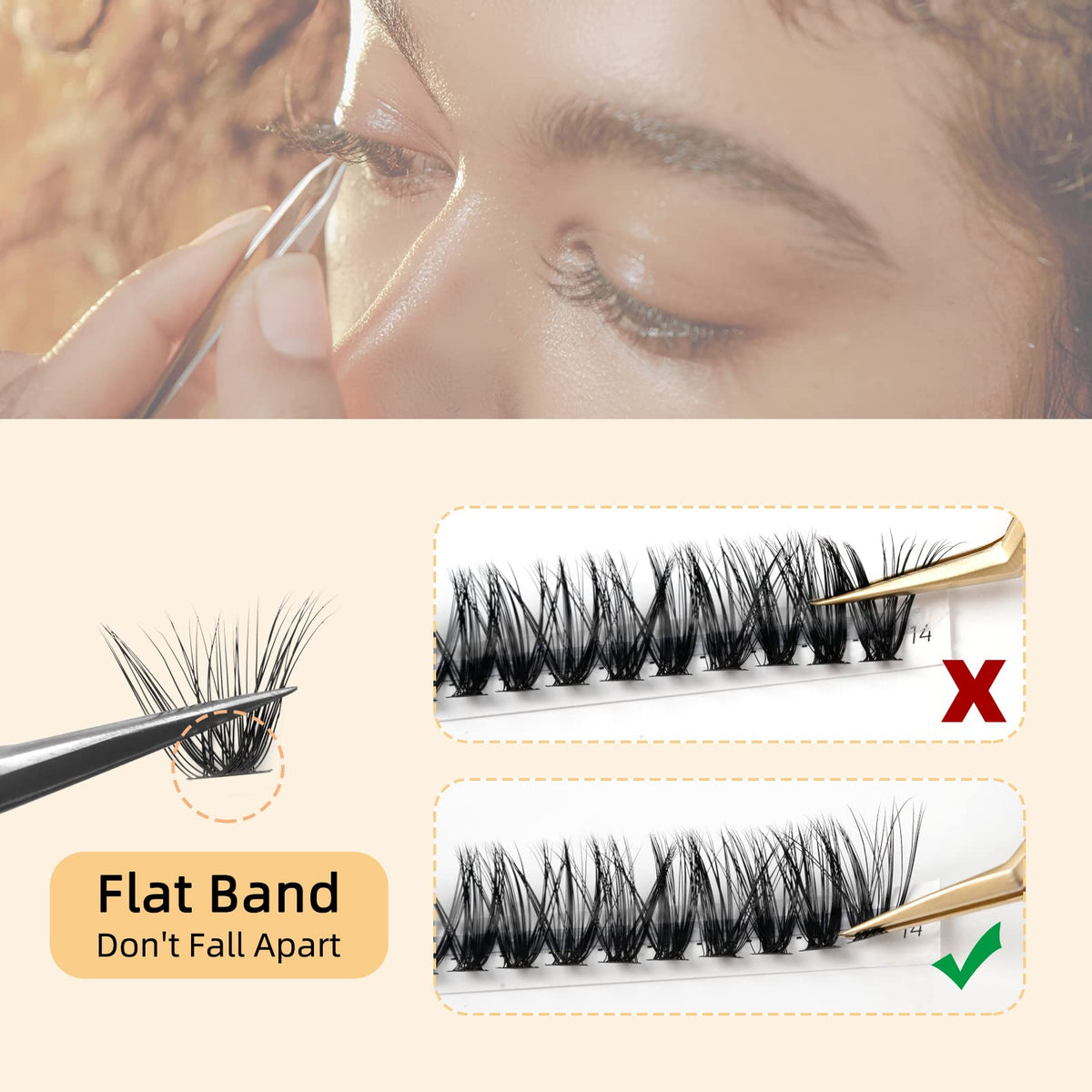 QUEWEL Cluster Lashes 240Pcs Individual Lashes 40D 0.07D Curl Mix8-14mm Lash Extensions Clusters Lash Soft&Natural False Eyelashes Individual DIY Eyelash Extension at Home(40D 0.07D MIX8-14)