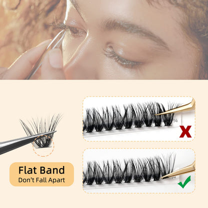 QUEWEL Cluster Lashes 240Pcs Individual Lashes 40D 0.07D Curl Mix8-14mm Lash Extensions Clusters Lash Soft&Natural False Eyelashes Individual DIY Eyelash Extension at Home(40D 0.07D MIX8-14)
