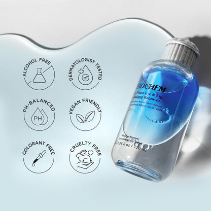 BIOCHEM Bi-Phase Eye & Lip Heavy Makeup Remover, Waterproof Mascara Remover