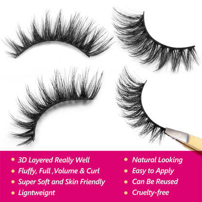 Eliace False Eyelashes 15 Pairs Cat Eye-Lashes 3D Mink Lashes