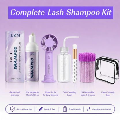 LZM Lash Shampoo Kit Cleaning for Extensions & Natural & Cluster Lashes