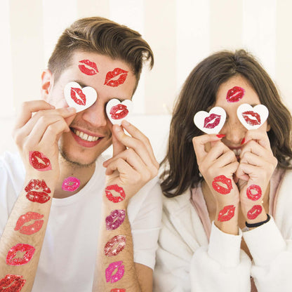 winthrop 120 Pcs Glitter Lip Print Temporary Tattoos, Individually Wrapped Kiss Tattoos, Valentine’s Day&Halloween Party Favors, Bachelorette Bridal Shower Wedding Supplies, 60 Designs
