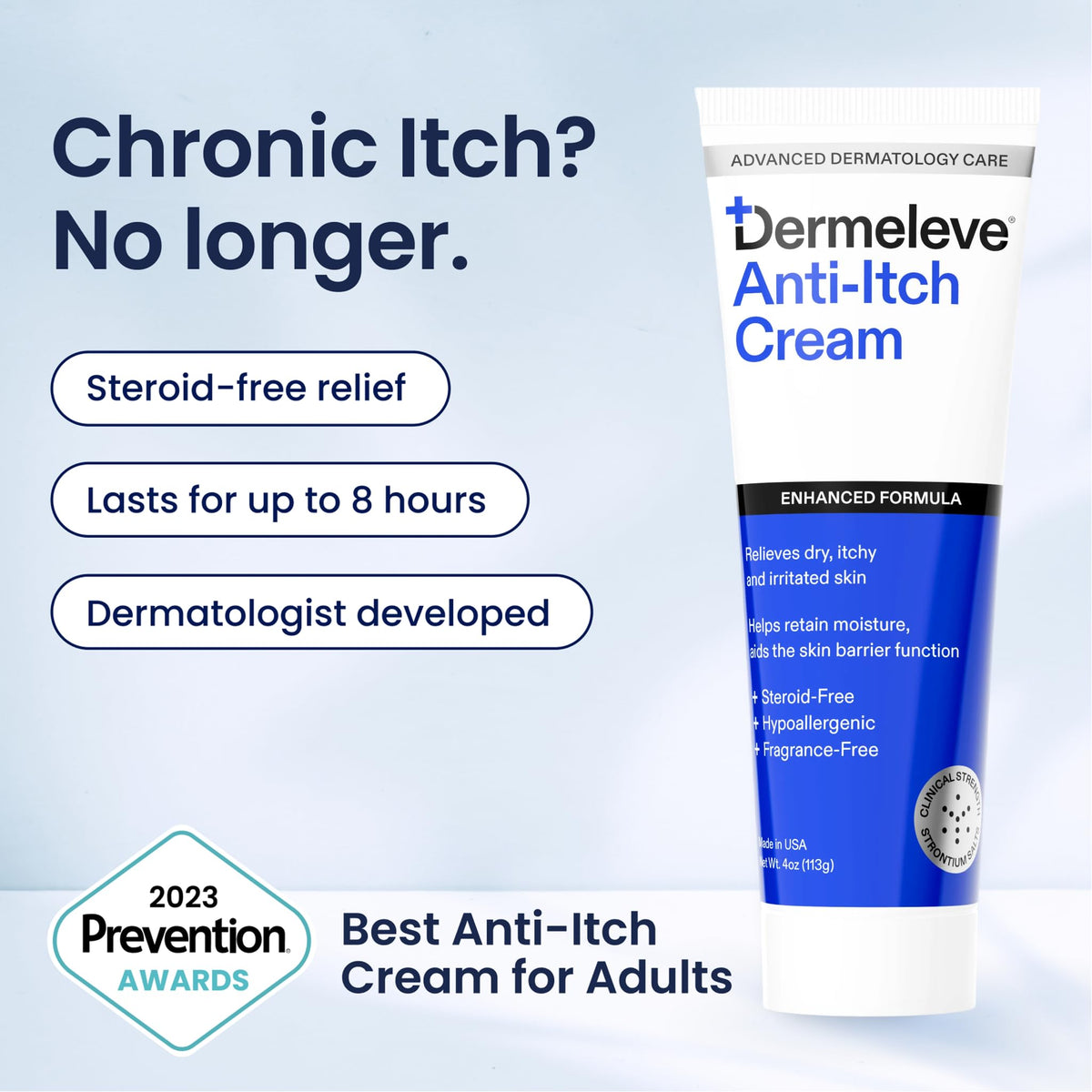 Dermeleve Dermatologist Recommended Steroid Free Anti-Itch Cream, 4oz 1 Ct.