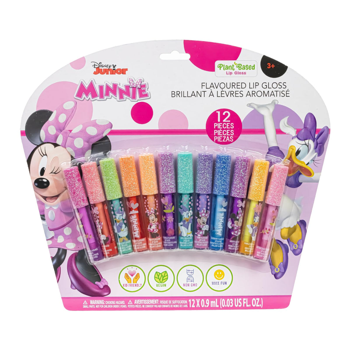 Minnie Mouse Lip Gloss Set, 12-Piece Plant-Based, Ages 3+