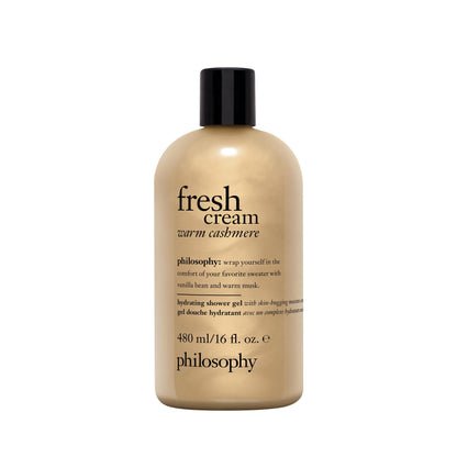 philosophy fresh cream warm cashmere hydrating shower gel – cozy vanilla scented body wash – with vanilla, tangerine & cashmere wood