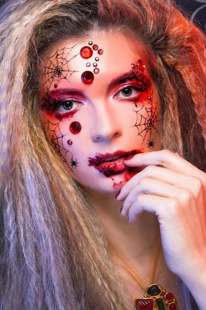 NIACONN 1760 Pcs Red Face Gems Jewels Self-Adhesive Rhinestones Stickers