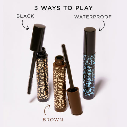 tarte maneater waterproof mascara – Extreme Curl, Instant Volume & Length, 16HR Ultra-Creamy Longwear Eye Makeup, Cruelty-Free, full size, black
