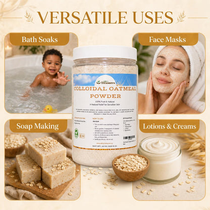 Dirty Treasures Colloidal Oatmeal Bath | Eczema & Itchy Skin Relief | Baby-Safe, 100% Natural, Fragrance-Free | 1 lb (16oz)