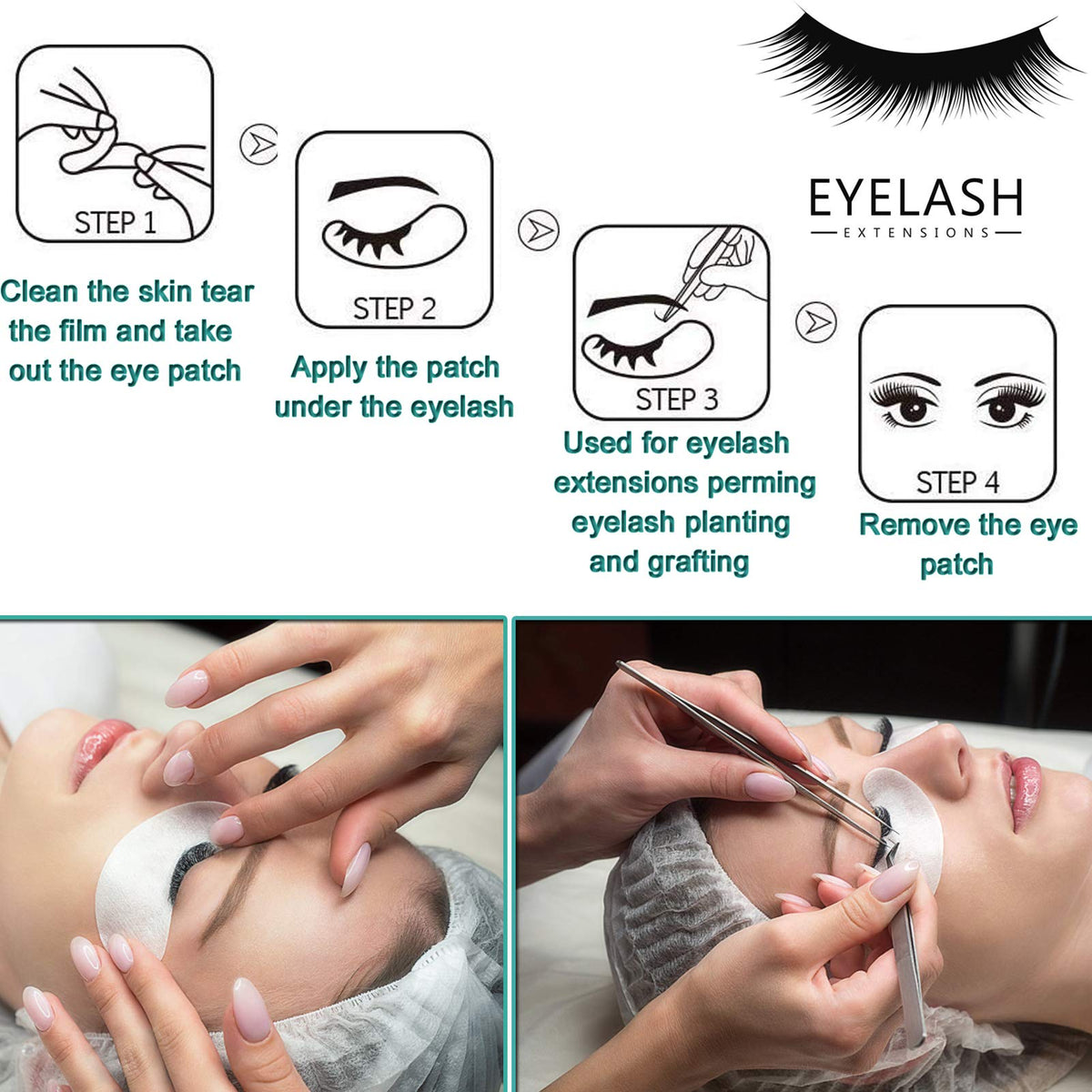 INKEL 50 Pairs Under Eye Pads for Lash Extensions, Lint-Free Eye Patches