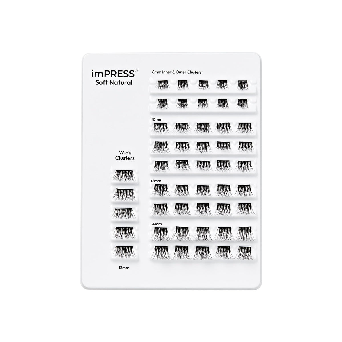 Kiss Impress False Eyelashes, Lash Clusters, Cluster Multipack, 'Soft Natural', 8mm-14mm, Includes 50 Pre-Glued Clusters, Contact Lens Friendly, Easy to Apply, Reusable Strip Lashes