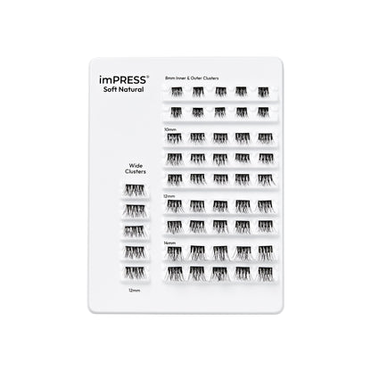 Kiss Impress False Eyelashes, Lash Clusters, Cluster Multipack, 'Soft Natural', 8mm-14mm, Includes 50 Pre-Glued Clusters, Contact Lens Friendly, Easy to Apply, Reusable Strip Lashes