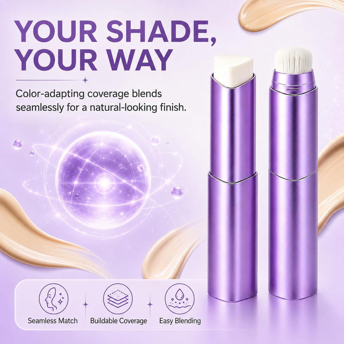 CWYRLTKA Color Changing Foundation Stick, 2-in-1 Hydrating Foundation