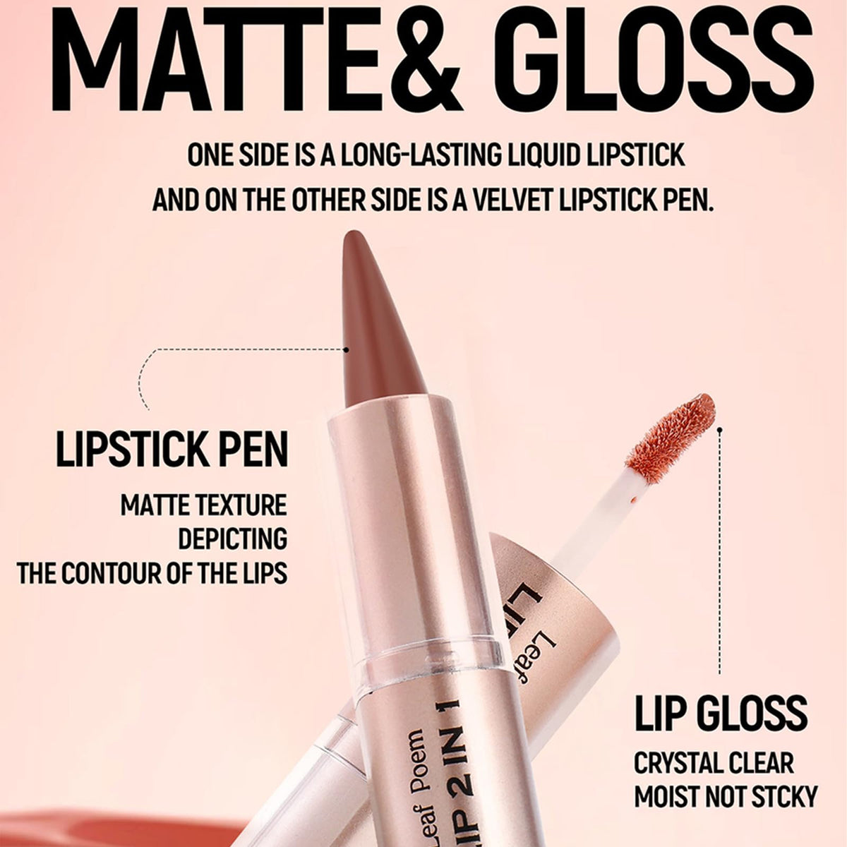 3 Pcs Double-ended Glossy 2-in-1 Lip Liner and Lipstick Set (#01 #02 #03)
