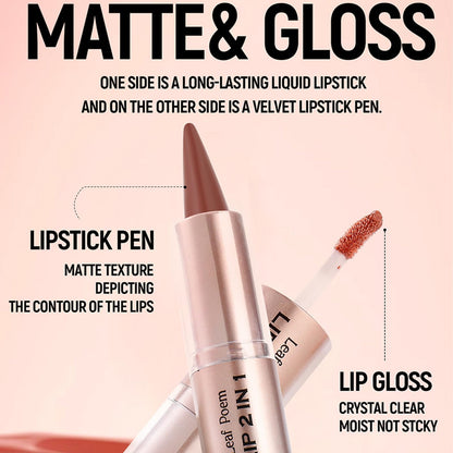 3 Pcs Double-ended Glossy 2-in-1 Lip Liner and Lipstick Set (#01 #02 #03)