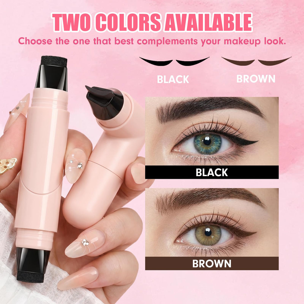 Winged Eyeliner Stamp Pen Dual-Ended Eye Liner Stamp Makeup Pen (Black)