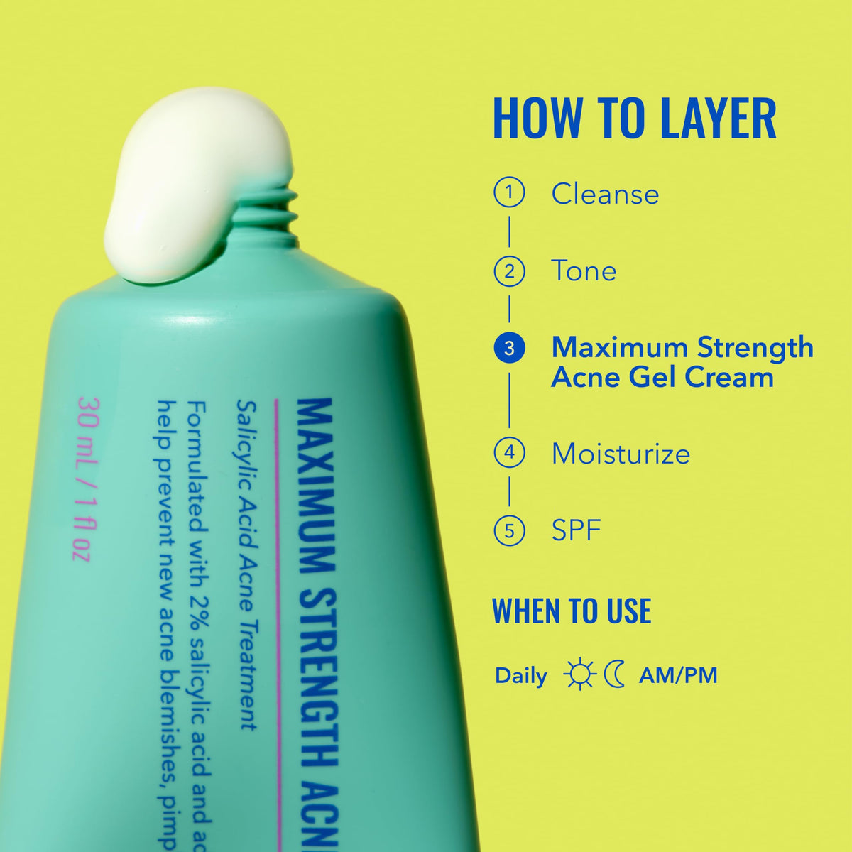 Good Molecules Maximum Strength Acne Gel Cream with 2% Salicylic Acid – Helps Clear Acne Blemishes, Blackheads & Whiteheads – Retinoid-Inspired Treatment – Fragrance-Free, Vegan (30ml / 1.01 fl oz.)