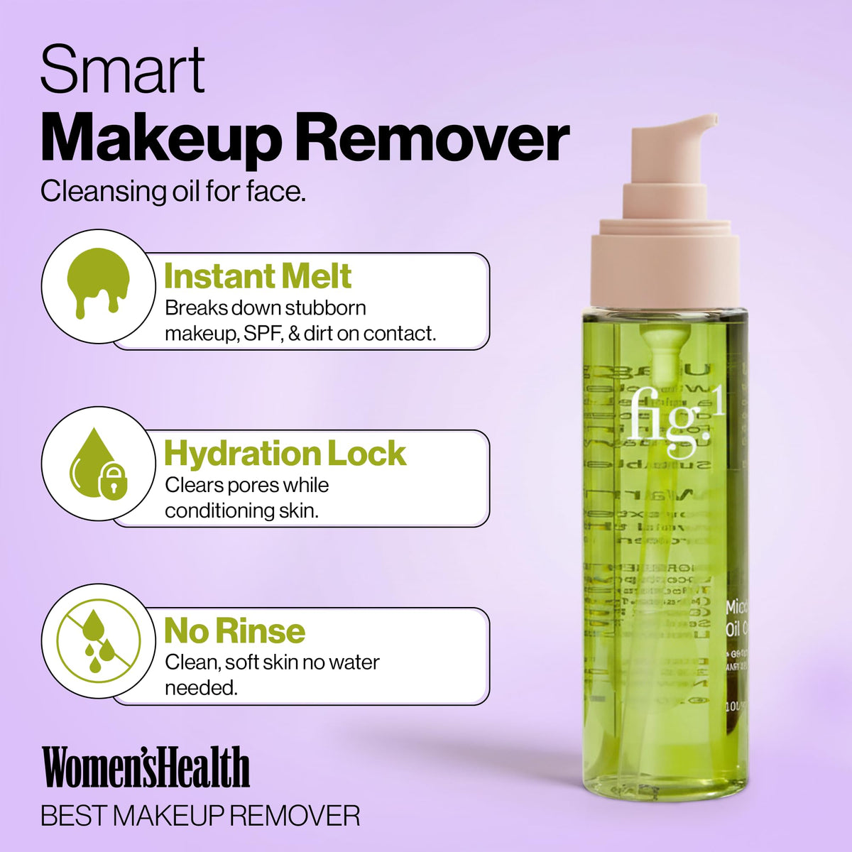 Fig.1 Micellar Oil Cleanser, Makeup Remover Cleansing Oil, 3.4 fl oz