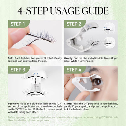 WOSADO Soft Magnetic Eyelashes Kit with Applicator, [Tulip] 22mm Reusable Glue-free Wispy Magnetic Lashes, Cruelty-free False Lashes, Waterproof, Lightweight, Suit for Heavy Makeup