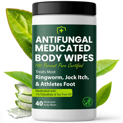 Body Wipes with 1% Tolnaftate for Ringworm, Jock Itch & Athlete's Foot