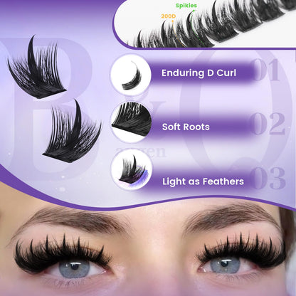 B&Q Manga Lash Clusters with Spikes Salon Volume Wet-Look Individual Lashes