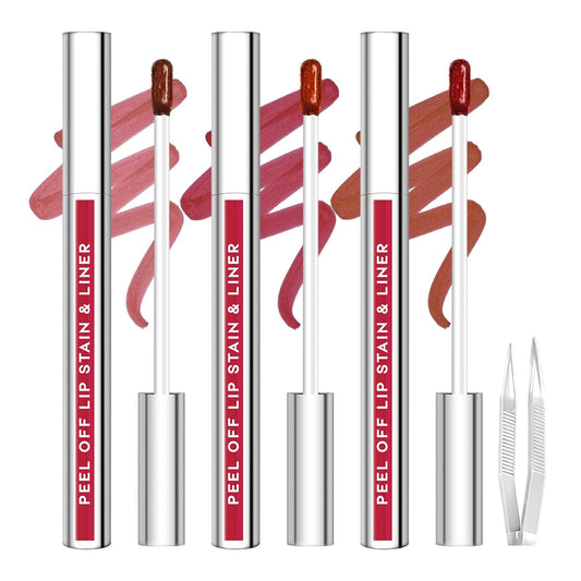 3Pcs Lip Stain Peel Off Set, Long-Lasting Lip Liner Stain, Waterproof Tint