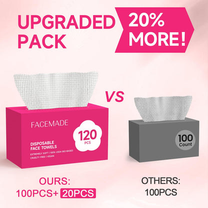 FACEMADE 120 Count Face Towels Disposable