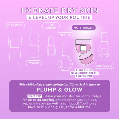 Glow Recipe Plum Plump Hyaluronic Acid Face Cream, Refill - Hydrating, Firming & Plumping Facial Moisturizer for Women & Men - Korean Skin Care with Polyglutamic Peptides for Dry Skin Wrinkles (50ml)