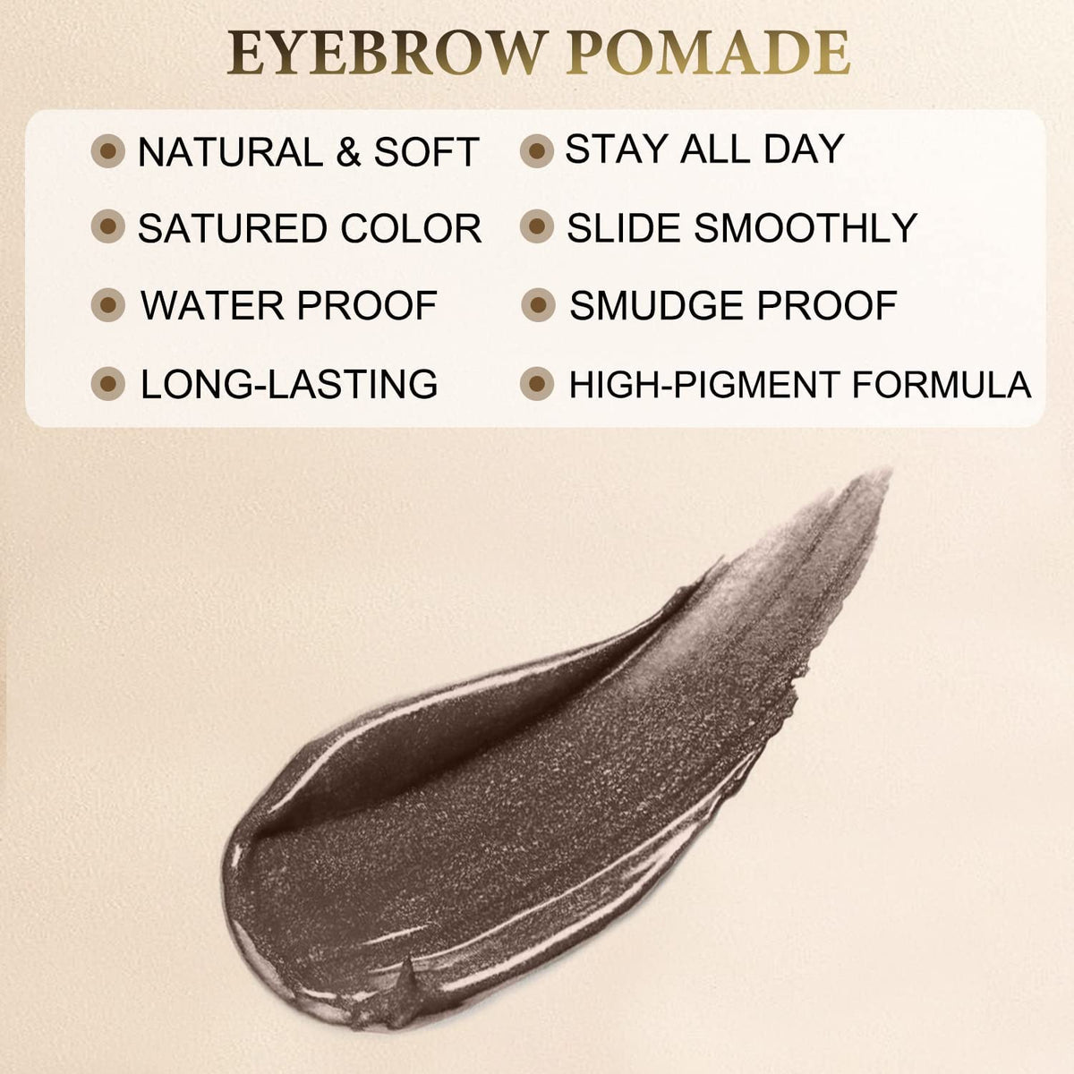 LAVONE Eyebrow Pomade, Waterproof Brow Pomade for Long-lasting - Dark Brown