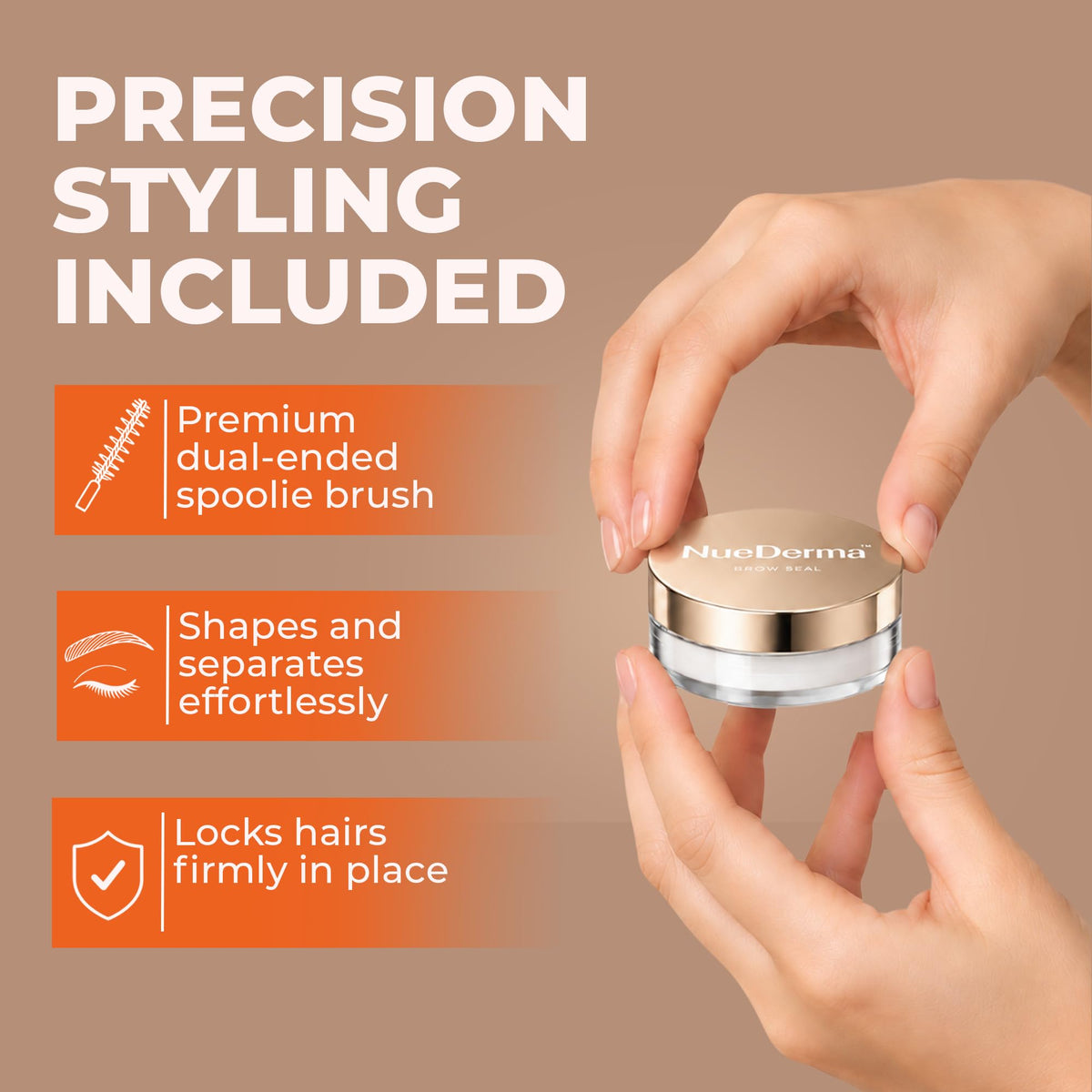NueDerma Eyebrow Gel Brow Lamination - Clear Styling Wax, 1 oz with Spoolie