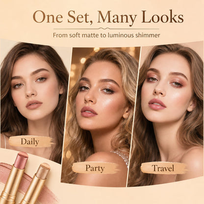 4 Pack Eyeshadow Stick Set,3 Color Gradient Shimmer Multi Color Eye Shadow