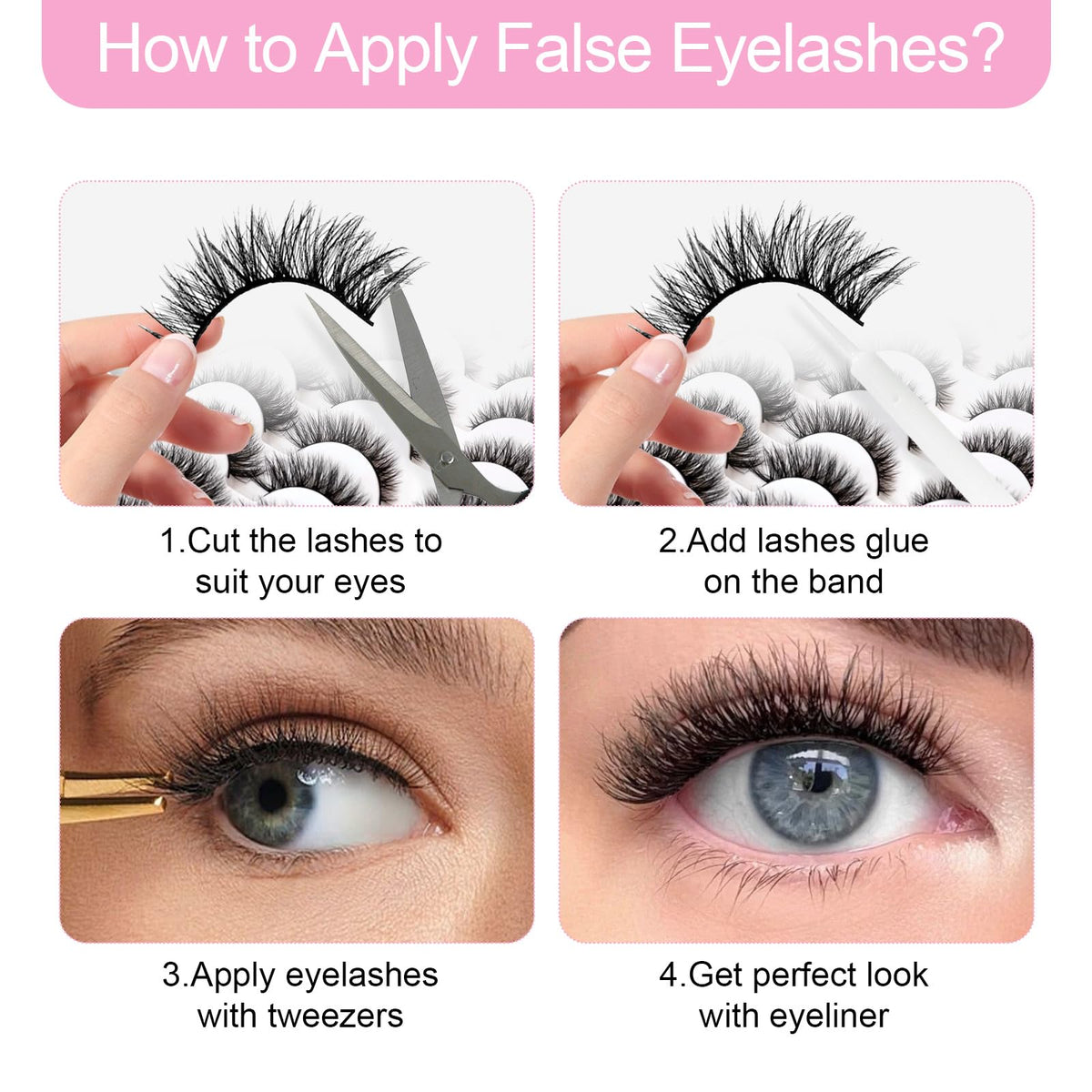 Azenlo False Eyelashes 48 Pairs Faux Mink Lashes 14mm Wispy Lashes 3D Fluffy Cat Eye Lashes Pack Bulk Wholesale Strip Lashes(style 48-045)