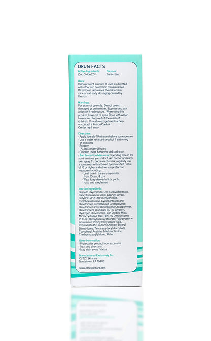 CoTZ Skincare | Flawless Complexion | Lightly Tinted | Facial Mineral Sunscreen Broad Spectrum SPF 50; 2.5 oz / 70 g