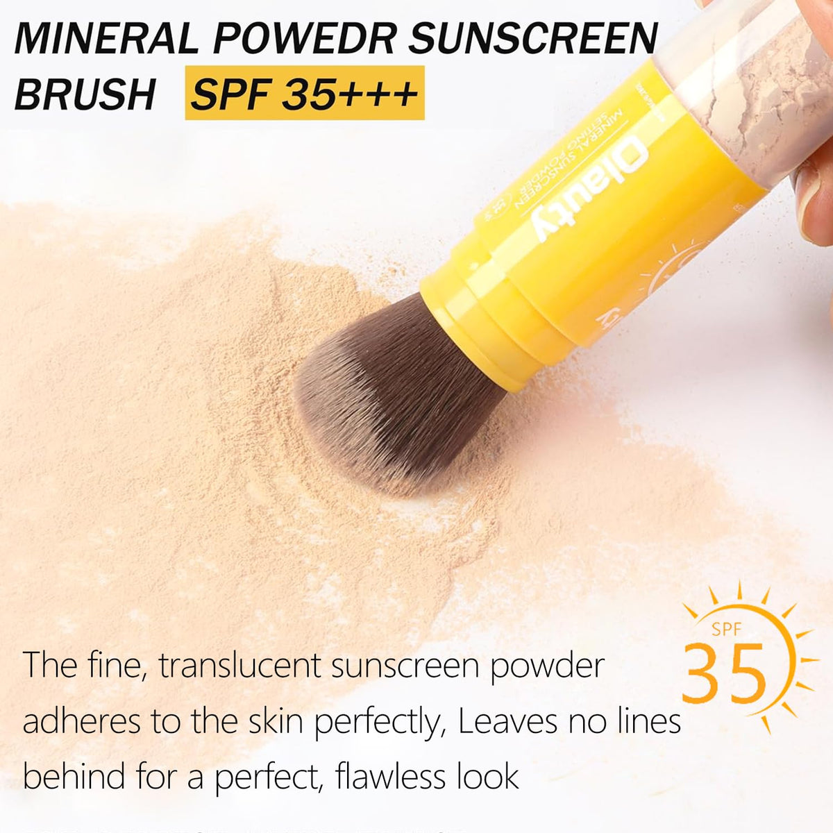 Mineral Sunscreen Setting Powder, SPF 35 Brush Sunscreen Powder for Face & Scalp, Long Lasting Lightweight Breathable, Oil Control Natural Matte Finish (#01 Translucent)